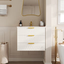 24inch Wall Mounted Floating Cabinet w/Double Drawer, Floating Rectangular Vanity Small Bathroom Sink With Single Faucet Hole and Overflow, Modern Bathroom Cabinet with Ceramic Basin Sink