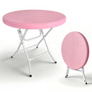 31.5' Round Folding Table, Cocktail Table, Bistro Table, Easy to Set Up for Outdoor Party, Wedding Event, Cafes, Backyarde Pink