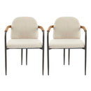 Modern Espresso and Beige Dining Chair Set with Durable Iron Frame and Comfortable Fabric Upholstery