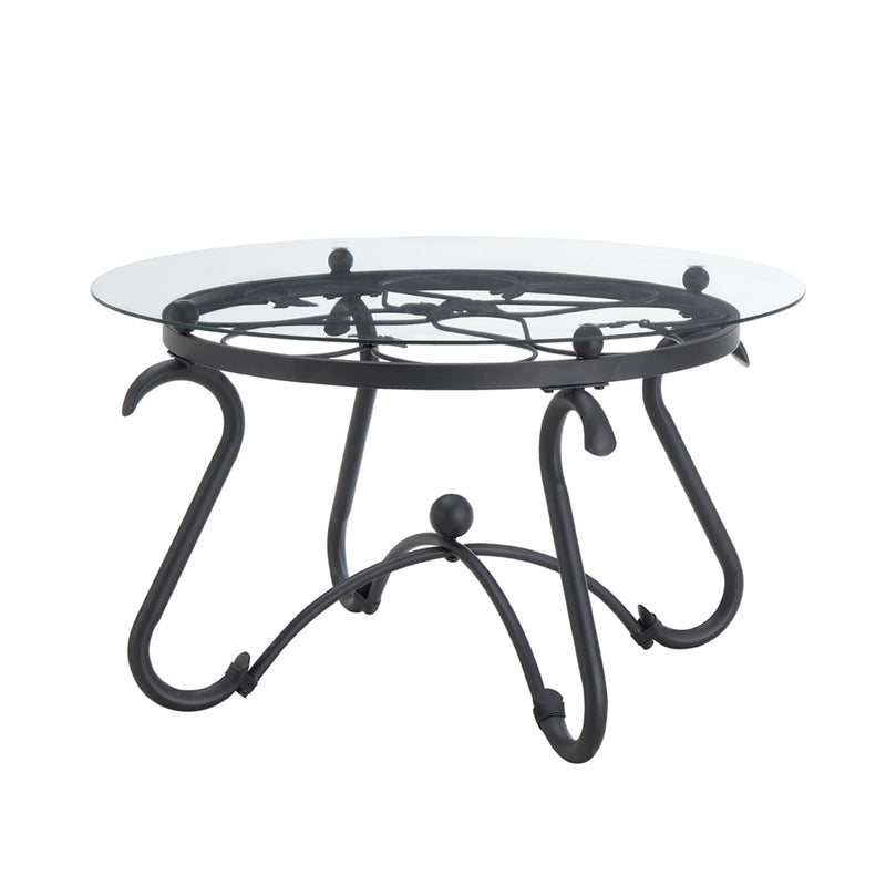 Rustic Black Tempered Glass Coffee Table Set with Sturdy Construction for Living Room