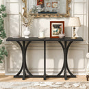 U-Style 59.8'' Wooden Console Table with Oak Veneer Top,Farmhouse Entryway Table with Rubber Wood Slender Curved Legs,Perfect for Living Room,Entryway,Hallway, Dining Spaces.