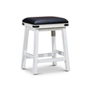 24' Counter Stool, Antique White Finish, Black Leather Seat