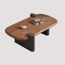 Modern Nut-Brown Solid Wood Oval Coffee Table