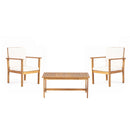 3-Piece Patio Set with Slatted Design, 2 Club Chairs and Coffee Table, Brown