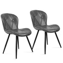 Grey Faux Leather Upholstered Dining Chair Set of 2 with Metal Legs, Thick Foam Cushion & Ergonomic BackrestGrey