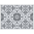 Outsunny Reversible Outdoor Rug Carpet, 9' x 12' Waterproof Plastic Straw Rug, Portable RV Camping Rugs with Carry Bag, Large Floor Mat for Backyard, Deck, Picnic, Beach, Gray & White Floral