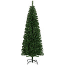 HOMCOM 6ft Pencil Christmas Tree, Unlit Artificial Christmas Tree Slim Douglas Fir Xmas Tree with Realistic Branches, Halloween Tree with 618 Tips, Green