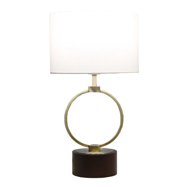 Nordic Home Creative Bedroom Table Lamp with Grid Metal Circular Design, Warm Metal Finish, 110V