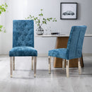 Rubberwood frame, solid ergonomic chair made of polyester chenille, lake blue,set of 2