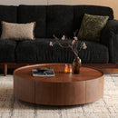35.4-inch coffee tables, circular walnut design, suitable for living rooms, walnut material, suitable for bedrooms, living rooms, and offices