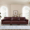 112' Luxury PU Leather Sofa for Living Room,Apartment,Upholstered Breathable Faux Leather PU Couch with Wood Legs, Burgundy