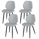 Light Grey Leather Dining Chair with Metal Legs, Shell Shape Upholstered Chair Set of 4 for Kitchen, Restaurant, Living, Meeting Roomwhite icon