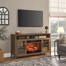 55 inch TV Media Stand with Electric Fireplace KD Inserts Heater,Reclaimed Barnwood Color