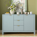 U_STYLE Sideboard with Wave Design - 3 Adjustable Shelves, 3 Drawers & Soft-Close Doors, Storage Console Table with Metal Handles, Suitable for Study, Hallway and Living Room, 3 Colors