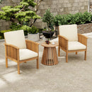 Patio Set Outdoor Acacia Wood Furniture Sets-Modern Club Chair Conversation Sets with Side Table for Garden, Patio & Deck ( 
Brown Patina+Cream Cushion)