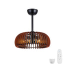 20' Pumpkin Wood Ceiling Fan, Rustic Farmhouse Plywood Fandelier with 6 E12 Sockets, Reversible DC Motor, Adjustable Hanging, 6 Speeds Remote Control Ceiling Fan for Dining Room Kitchen