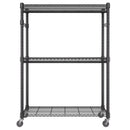 Heavy Duty Clothes Rack, Rolling Clothing Garment Rack with 3 Storage Tiers, 2 Rods and 2 Pairs Side Hooks, Adjustable Height Clothing Rack Closet for Hanging Clothes, 400 Lbs Load Capacity