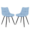 Faux Leather Upholstered Dining Chair Set of 2 with Metal Legs, Thick Foam Cushion & Ergonomic Backrest Blue