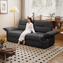 This is a multi-functional sofa with a 85-inch convertible sofa bed. It is in a two-in-one design, suitable for both sitting and lying. It is made of plush fabric and is suitable for both living rooms