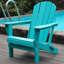 Adirondack Folding Chair with Dual Cup Holders - HDPE All-Weather Outdoor Chairs, Wood-Like Patio Chair for Backyard, Camping, Garden, Pool & Fire Pit, Lake blue