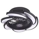 Black Bladeless Ceiling Fan with Remote Control, 6 Speeds Dimmable Light, Enclosed Low Profile for Bedroom Living Room, 17-Inch