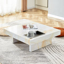 A modern and practical coffee table with imitation marble patterns, made of MDF material. The fusion of elegance and natural fashion 31.4'* 31.4'* 12 ' .W1151119881