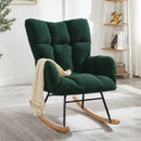 Glider Chair for Living Room Tufted Upholstered Teddy Fabric Rocking Chair with Metal Frame Accent Chair Green
