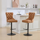 A&A Furniture,Aged and Retro PU Swivel Barstools Adjusatble Seat Height from 26-33 Inch, Modern Bar Stools with Backs Comfortable Tufted for Home Pub and Kitchen Island (Orange,Set of 2)