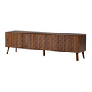 70inch Modern TV Stand for TVs up to 80 inches, Walnut Solid Wood Legs with Soft Closing Hinges and Cable Management