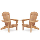Wooden Outdoor Folding Adirondack Chair Set of 2, Cedar Material, Honey Brown, Space-Saving Design