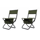 Portable Folding Outdoor Chair Set with Storage Bag, Steel and Oxford Cloth, Green