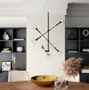 Modern Sputnik Chandelier, 6-Light Globe Sphere Pendant Light, Adjustable Semi Flush Mount Ceiling Light Fixture for Dining Room, Bedroom, Living Room, Kitchen