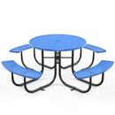 Blue Round Table & Chair Set with Umbrella Hole
