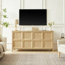 67'' Modern sideboard storage cabinet with tip-on opening, soft-close hinges, and tilt-proof wall mount, bedroom dresser Oak.