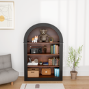 Bookcase, 4-Shelf Tall Bookshelf, 45.66' Wood Open Display Floor Arched Bookcase, Large Storage Organizer for Library, Bedroom, and Living Room (Black)