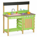 Kids Play Kitchen, Wood Mud Kitchen with Water Play Set & Cooking Toys for Outdoor, Gift for 3~8