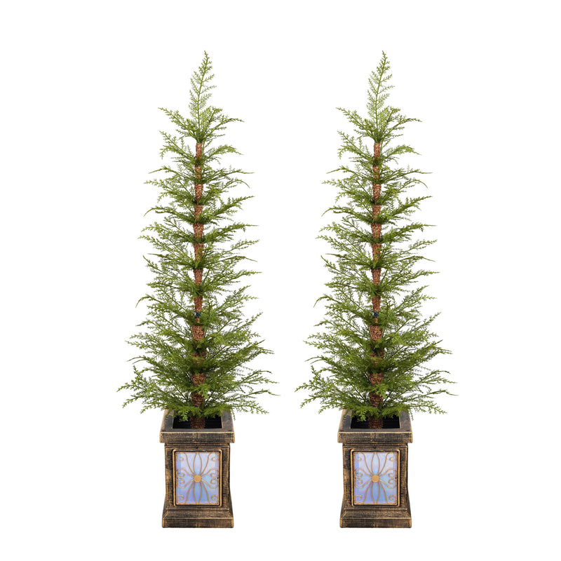 4ft Pre-Lit Artificial Christmas 2-Piece with high-quality PE material,Set Easy Assembly,Potted stand