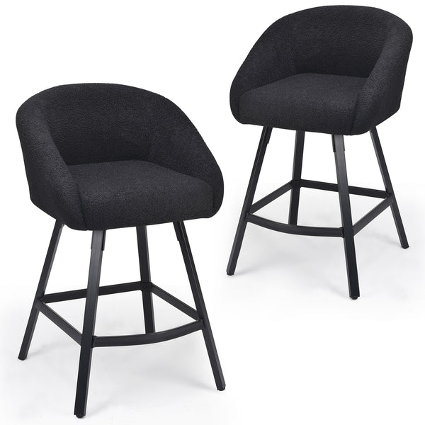 Bar Stools Set of 2,Upholstered Bar Stool with Back, 27 inch Height Counter Height Barstools for Home Kitchen Island