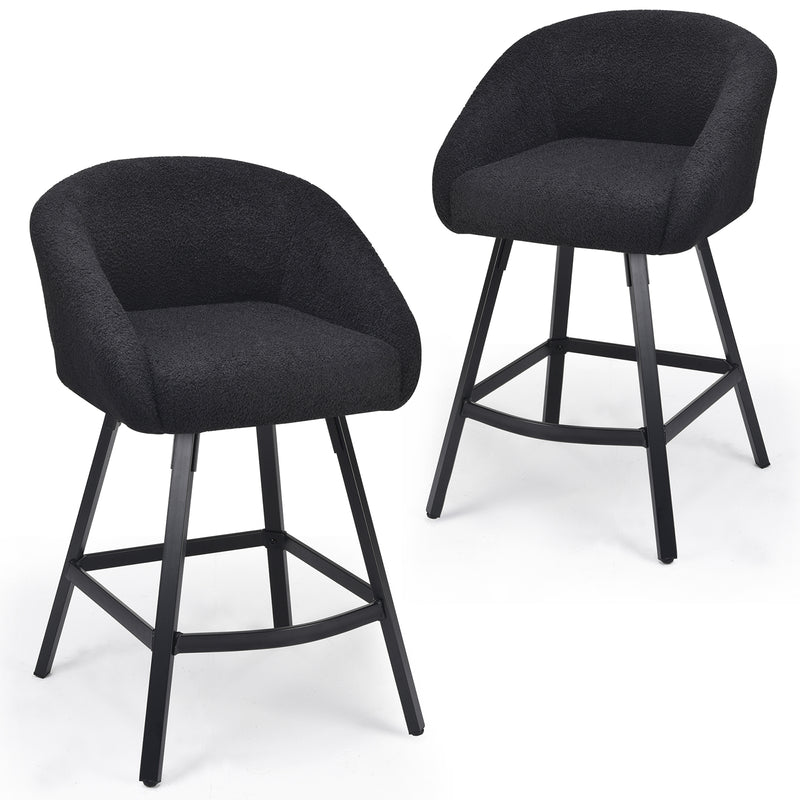 Bar Stools Set of 2,Upholstered Bar Stool with Back, 27 inch Height Counter Height Barstools for Home Kitchen Island