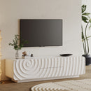 58''Tv Console With Modern Unique Spiral Wave Design With Storage Cabinet And 2 Drawers Tv Stand For Living Room, Bedroom, White
