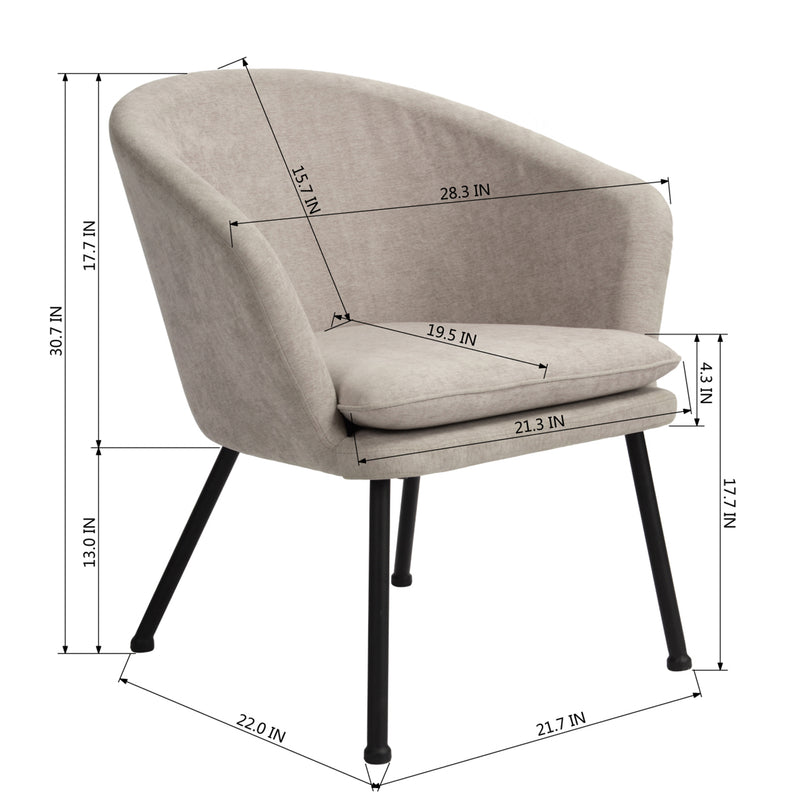 Modern Accent Chair with Ergonomic Mid-Back Support