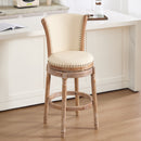 Cow top Leather Wooden Bar Stools, 360 Degree Swivel Bar Chair with Backs,Bar height Couner Height Barstools  for Home Kitchen Dining Room and Bar Room(beige 1pc)