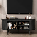 TV Stand, 47' Modern TV Console Table with Storage Compartment and Sliding Door, Gaming Entertainment Center with Cabinet for Living Room, Bedroom, Office (BLACK)