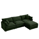 Modular L-Shaped Sectional Sofa, 3-Seater Comfy Cloud Couch with Movable Ottoman, Green Chenille, 102 Inch, DIY Reconfigurable Layout