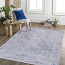 MAVAL Blue Washable Rug 3x5 Area Rug (Blue+Cream, 3' x 5')