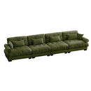 Super Comfort Oversized Modular Velvet Sectional Sofa with Movable Ottoman, Olive Green