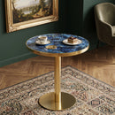 23.6' Round MDF sprayed with UV paint countertop, marble texture, stainless steel edging, metal table legs, modern light luxury edge/coffee table.