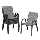 Patio Chairs Set of 6, Stackable Outdoor Dining Chairs with Textilene Fabric, All Weather Powder-Coated Metal Frame Outdoor Armchair for Backyard, Balcony and Poolside
