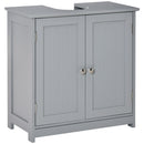 kleankin Pedestal Sink Storage Cabinet, Vanity Base Cabinet, Under Sink Bathroom Cabinet with U-shape Cut-Out and Adjustable Internal Shelf, Gray