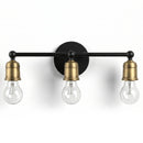 3-Light Black and Gold Industrial Farmhouse Wall Sconce, Metal Vanity Light for Bathroom, Bedroom, Hallway, No Bulbs Included